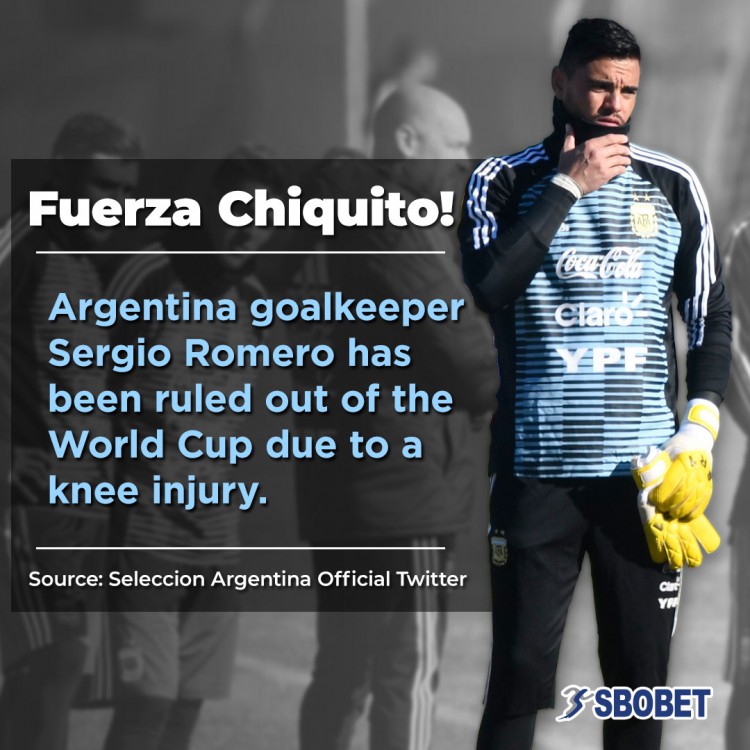 Sergio Romero will miss the World Cup 2018 after suffering a knee injury