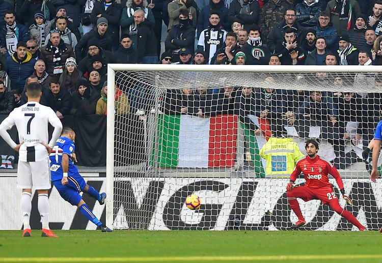 Fabio Quagliarella’s penalty goal equalized Juventus in the first half of their Serie A match