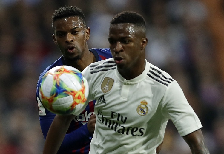 Vinicius Junior misses target for Real Madrid in Copa Del Rey semi-final match against Barcelona in Santiago Bernabeu