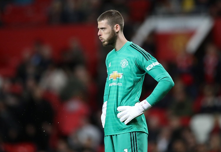 Manchester United keeper David de Gea looks upset following their 0-2 defeat to Man City in Premier League