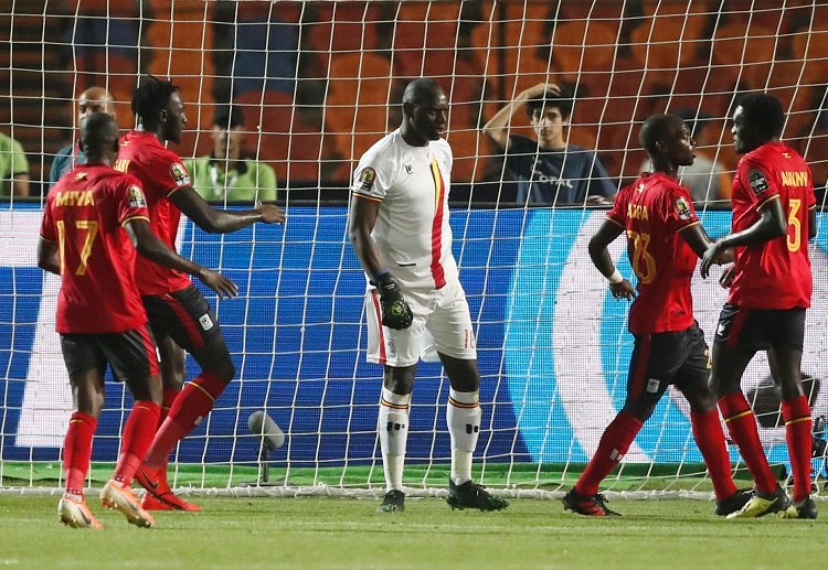 Denis Onyango slaps away Sadio Mane's penalty in their Africa Cup of Nations last-16 match