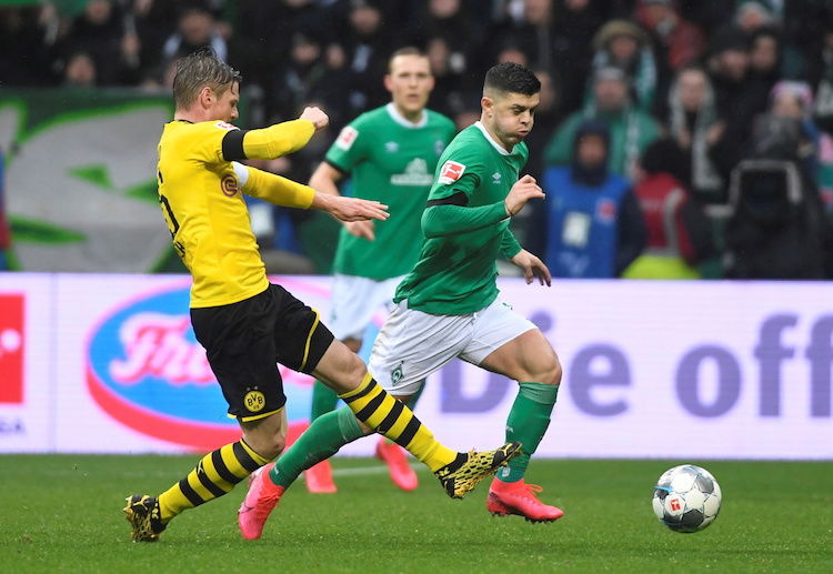 Milot Rashica prepares to bring Werder out of the relegation zone in the Bundesliga match against Bayer Leverkusen