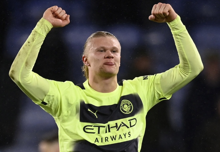 Erling Haaland of Manchester City will try to help his team win against RB Leipzig in the Champions League second leg